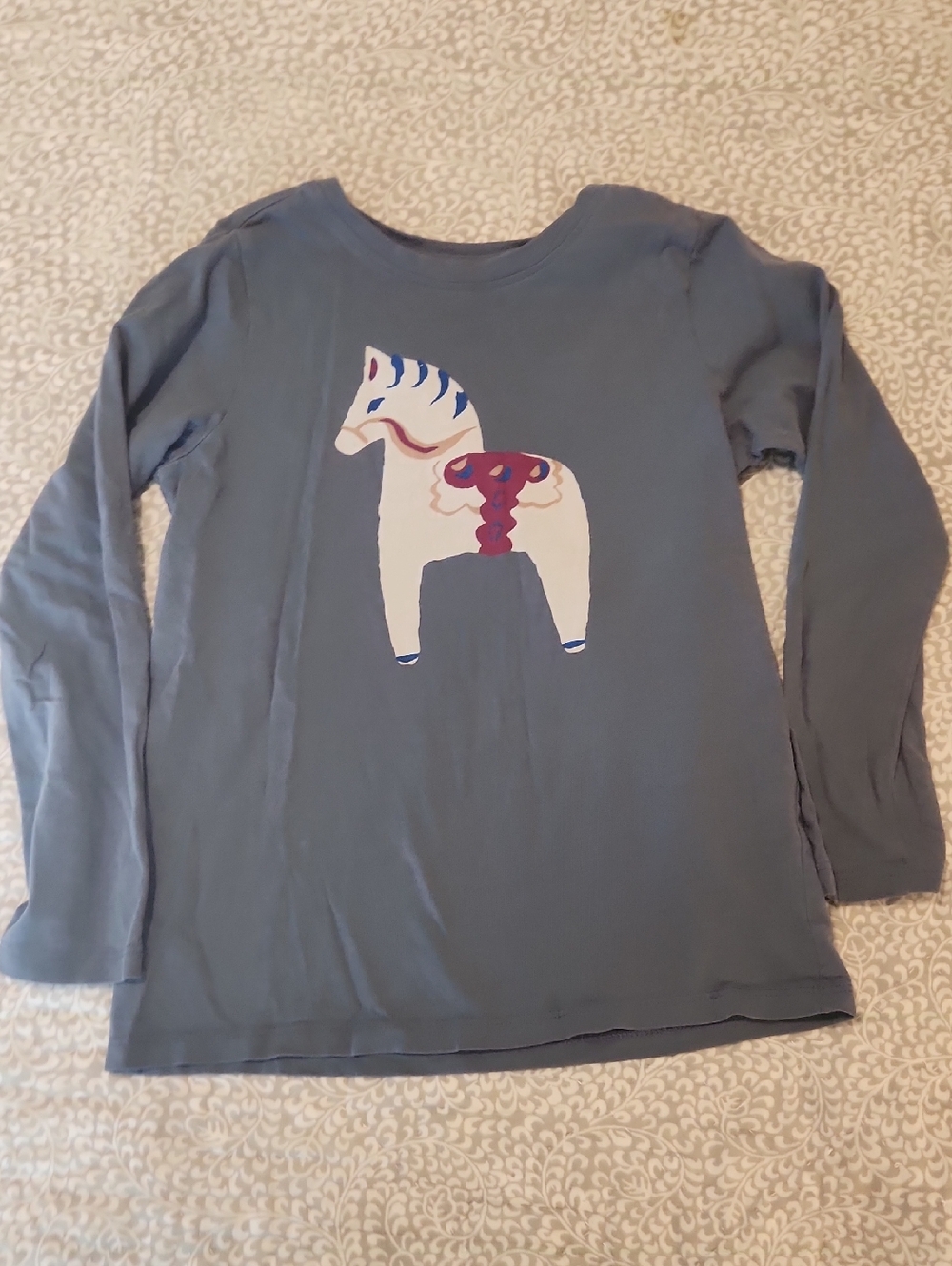✨ 3 For $25 SALE Girls' Tea Collection Long Sleeve Blue Horse Graphic Tee
